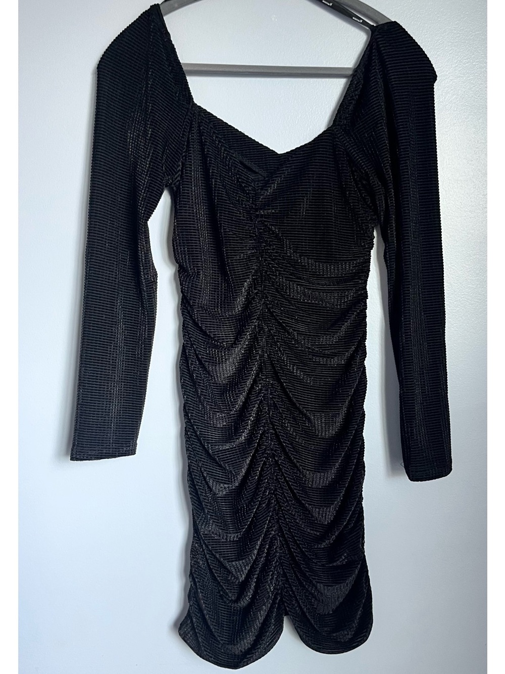 MINKPINK Black Ruched Long Sleeve Bodycon Dress